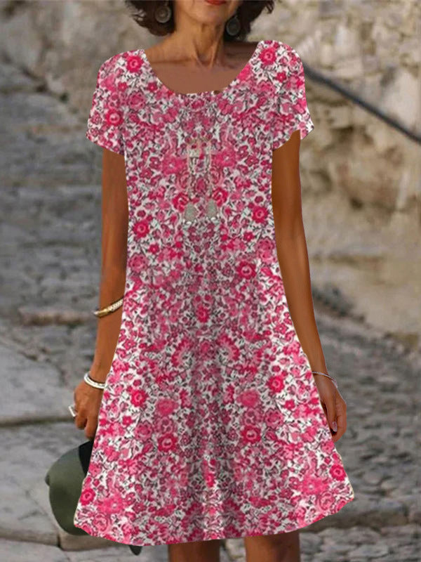 Damen lässiges Sommerkleid mit modernen Mustern und femininem Schnitt