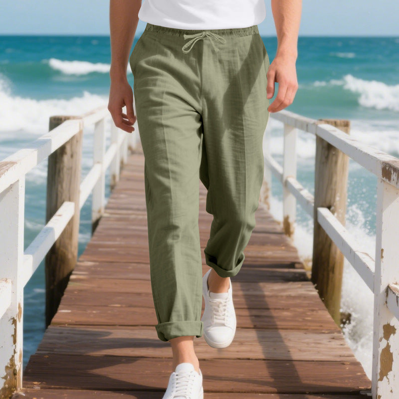 Herren bequeme Strandhose mit elastischem Bund und verstellbarem Kordelzug