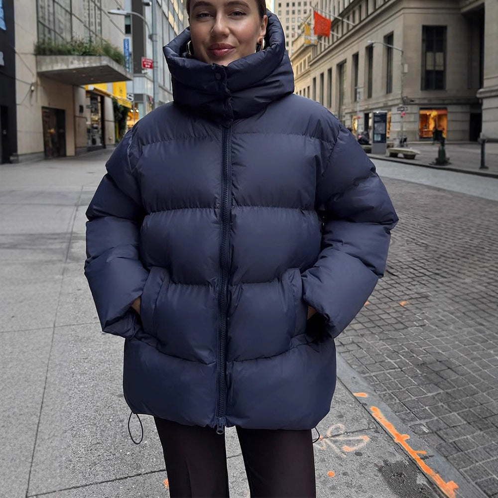 Damen Oversize Stepp-Pufferjacke mit abnehmbarer Kapuze und Zwei-Wege-Reißverschluss Shop Nory
