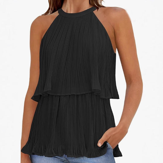 Damen Plissiertes Oberteil mit elegantem Schnitt Shopnory
