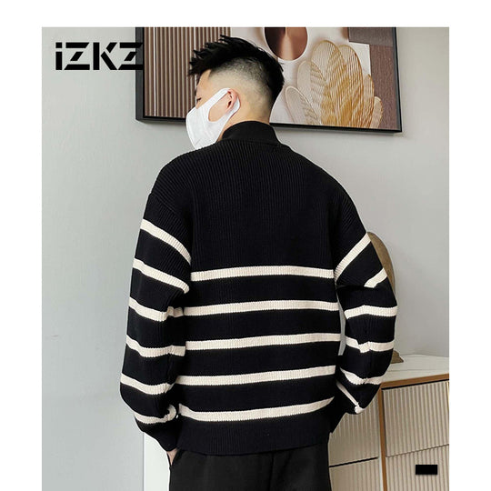 Herren Modischer Pullover mit Stehkragen und Reißverschluss Shop Nory