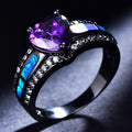 Damen Ring mit herzförmigem Amethyst und funkelnden Zirkonia-Elementen Shop Nory