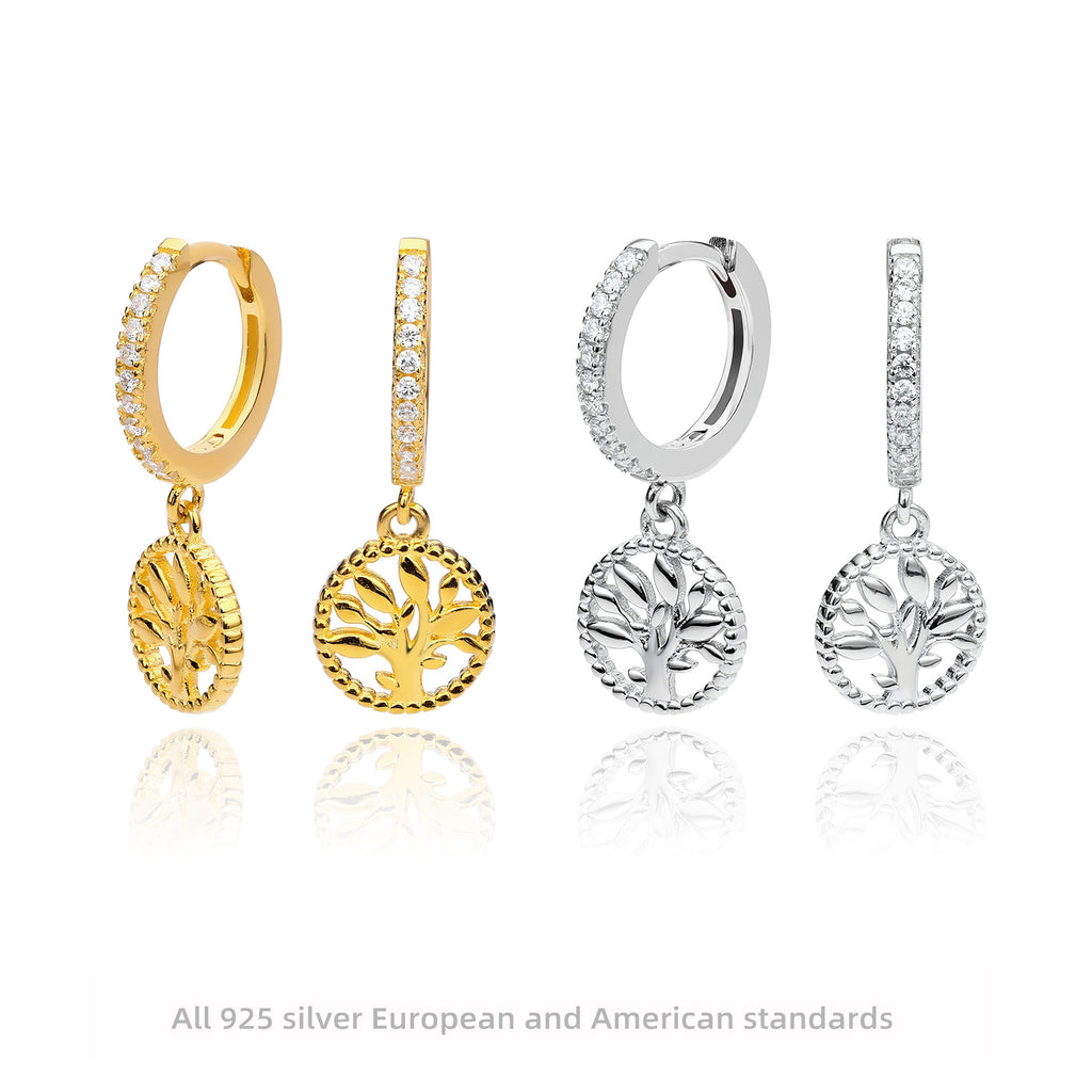 Damen Ohrhänger mit filigranem Baum-Motiv aus 925 Sterling Silber und funkelnden Zirkonia Shop Nory