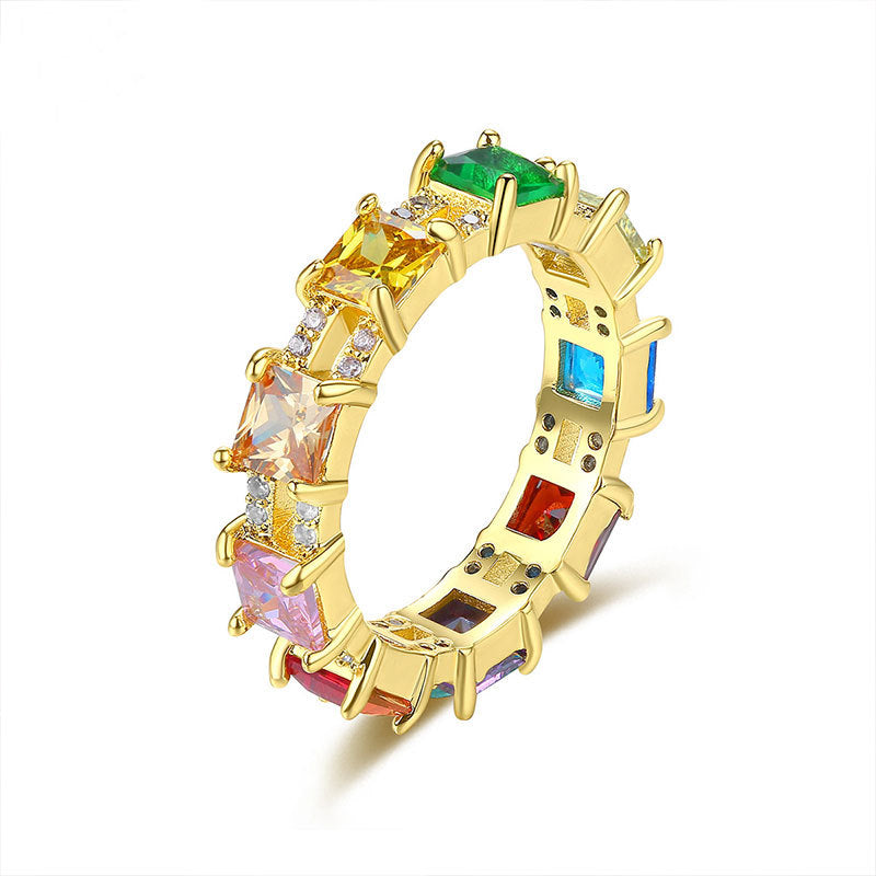Damen Eleganter Ring mit bunten Edelsteinen und luxuriöser Fassung Shop Nory