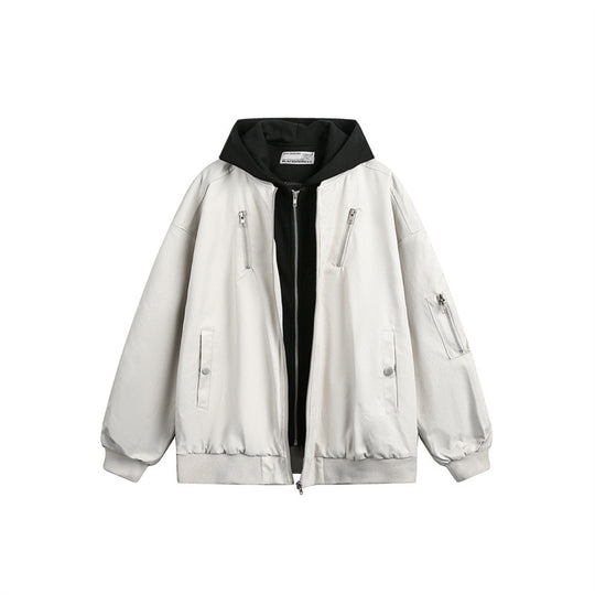 Unisex Boxy Bomberjacke mit integriertem Kapuzenlayer und multifunktionalen Taschen Shop Nory