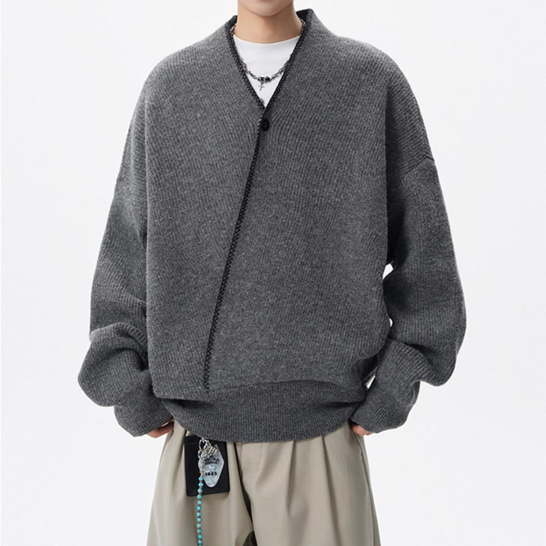 Herren Großer Strickpullover mit Knopfleiste Shop Nory