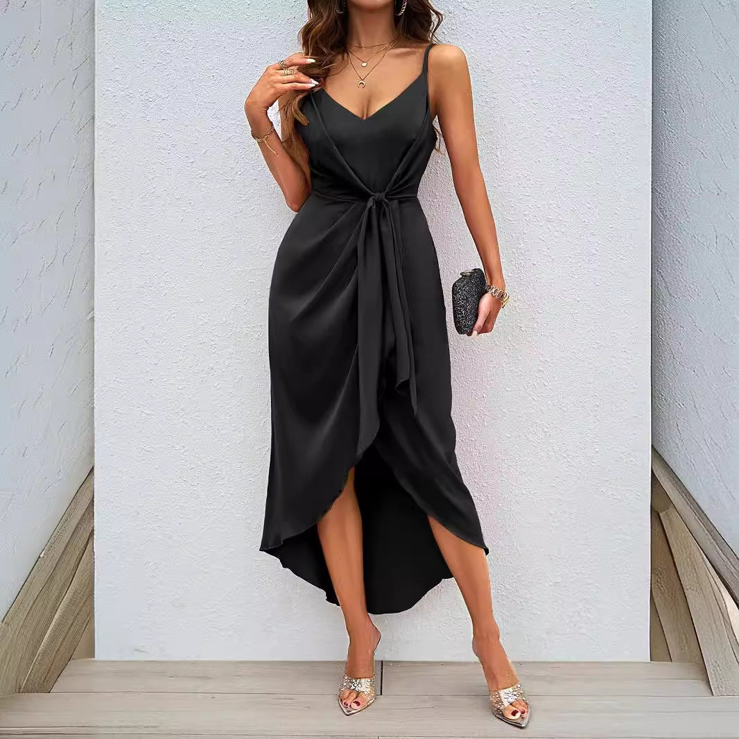 Damen Etuikleid mit elegantem Wickel-Design und schwingendem Saum