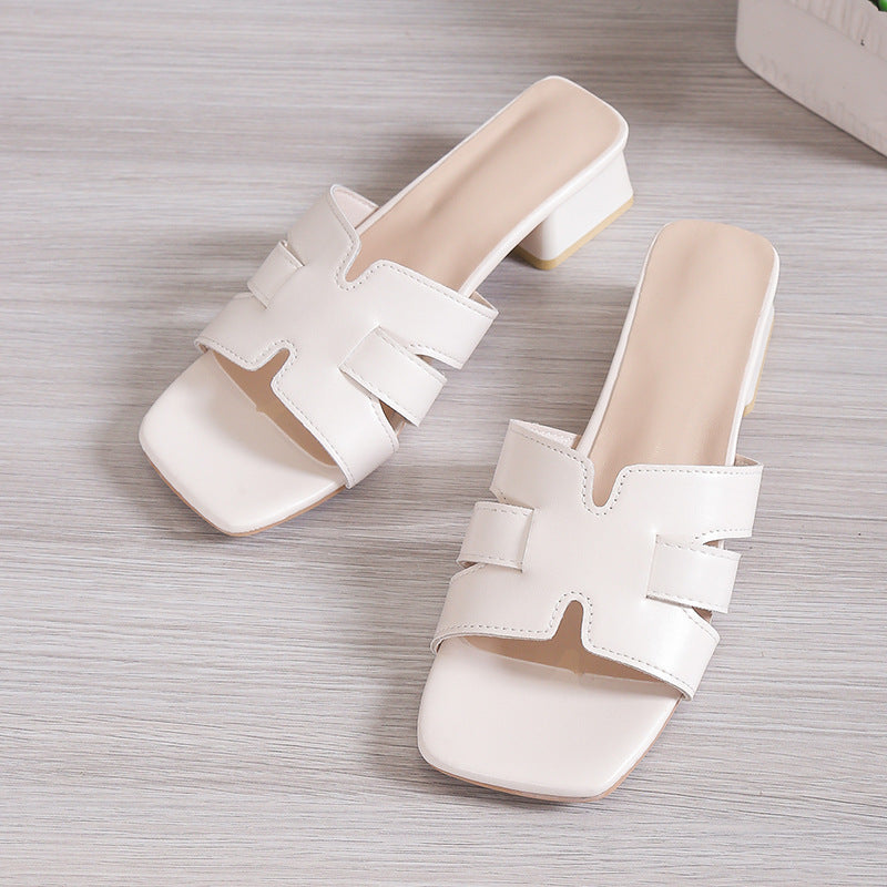 Damen Slip-On Mules mit geflochtenen Riemen und mittelhohem Blockabsatz Shop Nory