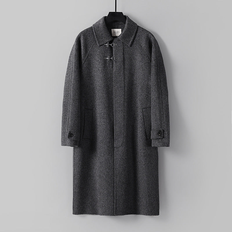 Herren Gerader Wollmix-Longcoat mit verdeckter Front und dekorativen Knebelverschlüssen Shop Nory