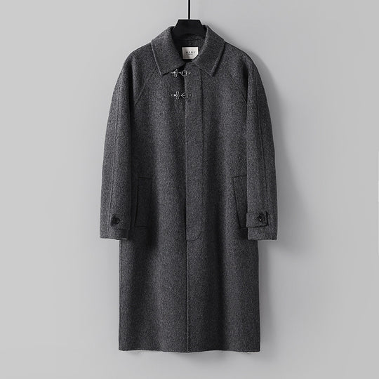 Herren Gerader Wollmix-Longcoat mit verdeckter Front und dekorativen Knebelverschlüssen Shop Nory