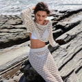 Damen Häkel-Set mit Crop-Top und Maxi-Rock