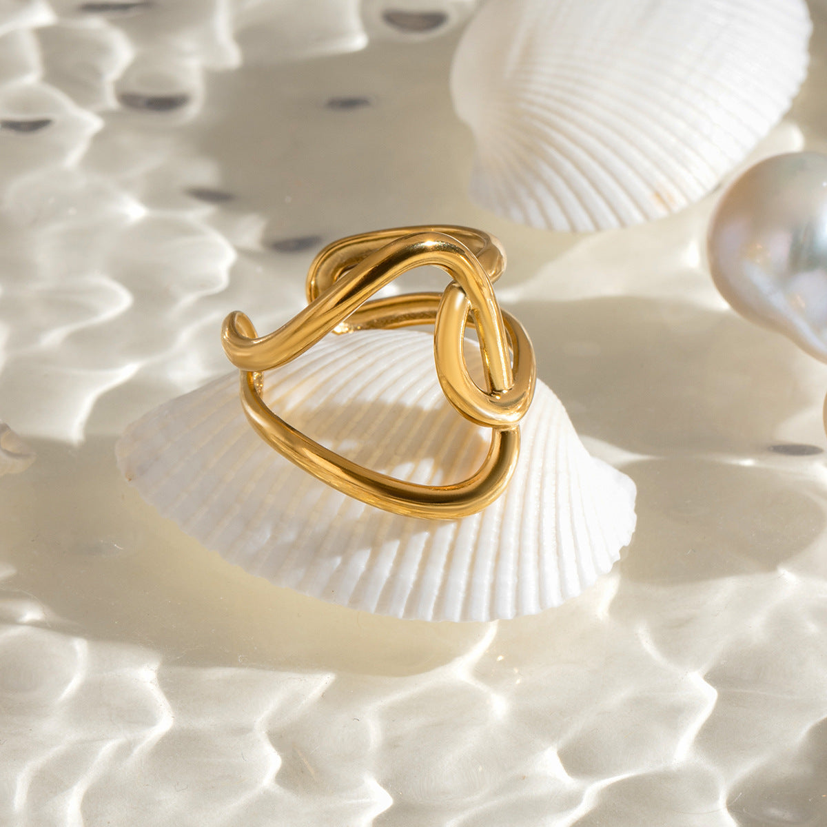 Damen Offener Ring mit modernem Design aus hypoallergenem Edelstahl Shop Nory