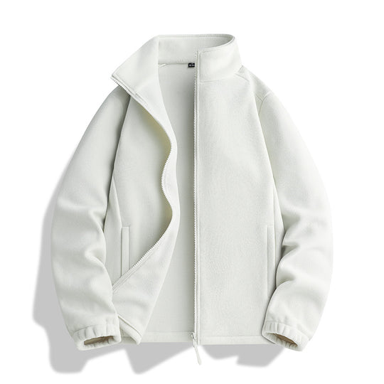 Unisex Fleecejacke mit Stehkragen, durchgehendem Reißverschluss und elastischen Bündchen Shop Nory
