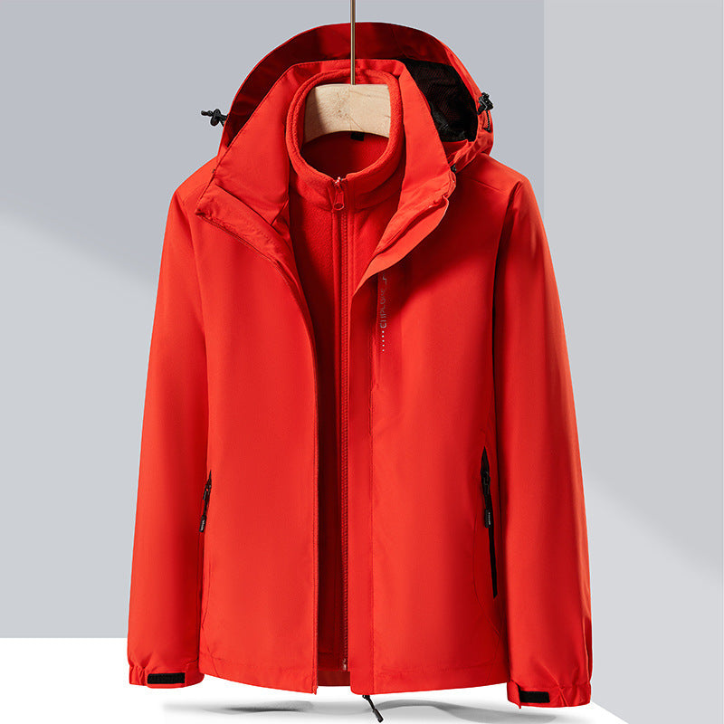 Herren zweilagige Softshell-Regenjacke mit abnehmbarem Fleece‑Innenlayer und verstellbarer Kapuze Shop Nory