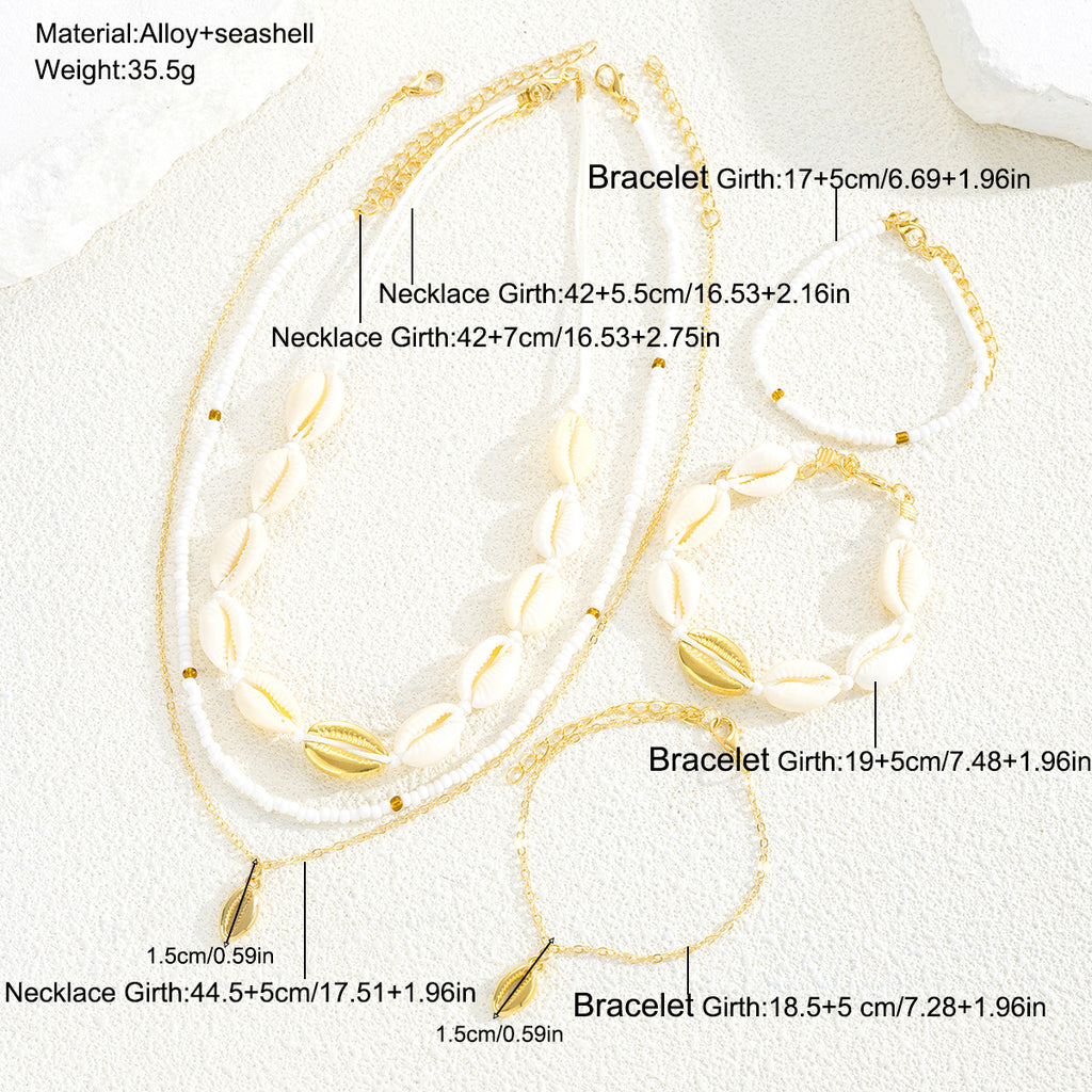 Damen Schmuckset mit maritimen Muschelanhängern und eleganten Ketten Shop Nory