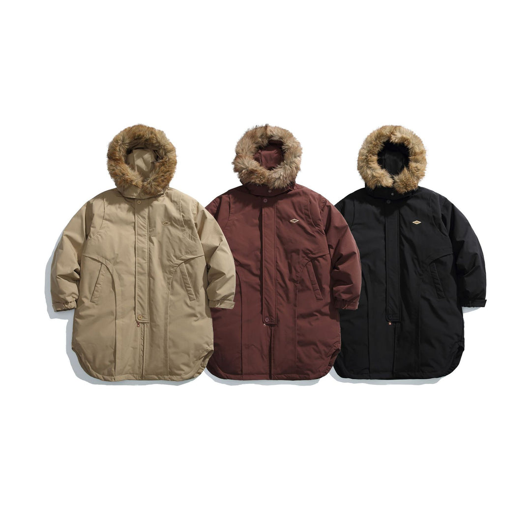 Herren Gefütterter Winterparka mit abnehmbarer Kunstfellkapuze Shop Nory