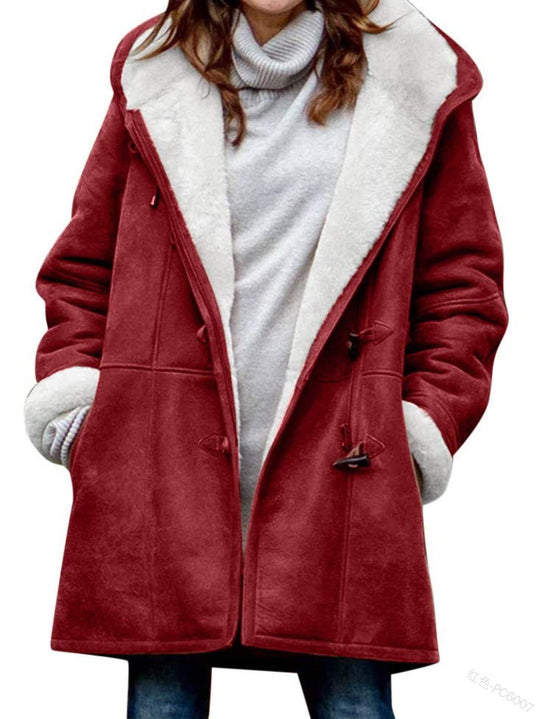 Damen Teddygefütterter Dufflecoat mit Kapuze, Kunstfell-Innenfutter und Knebelverschlüssen Shop Nory