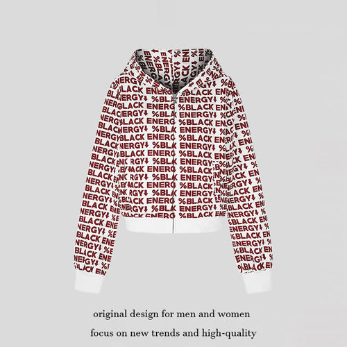 Damen kurze Zip-Kapuzenjacke mit Allover-Logoprint und elastischem Rippenbund Shop Nory