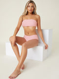 Damen Bandeau-Bikini-Set mit hohem Taillenbund und elastischem Material Shopnory