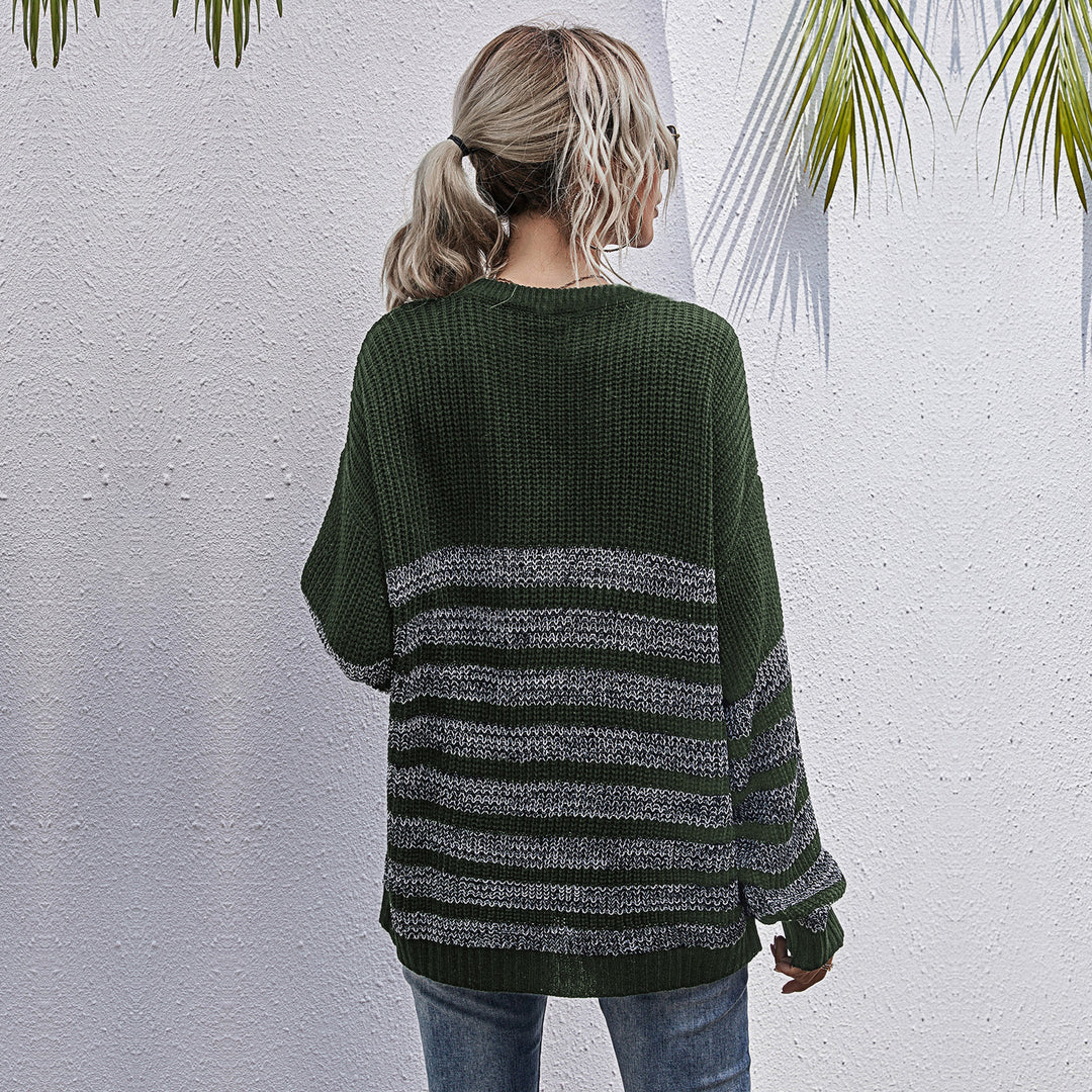 Damen Bequemer Strickpullover mit Streifenmuster Shop Nory