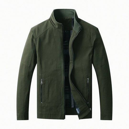 Herren funktionaler Canvas-Zip-Blouson mit Stehkragen und verdeckten Reißverschlusstaschen Shop Nory