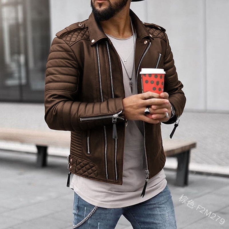 Herren Bikerjacke mit Steppungen und Reißverschlüssen