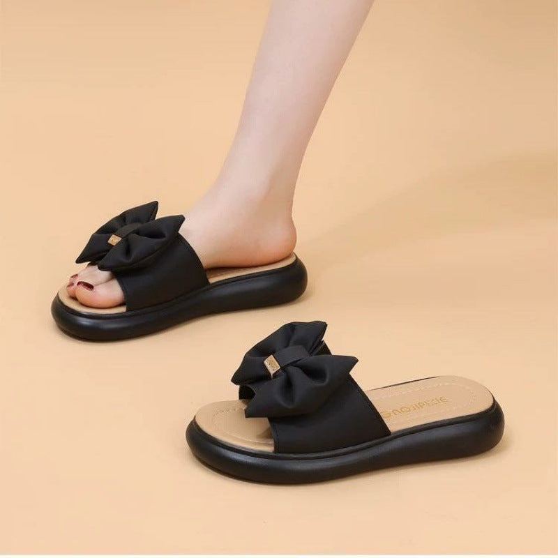Damen Badesandalen mit dekorativem Schleifendesign und bequemer Sohle