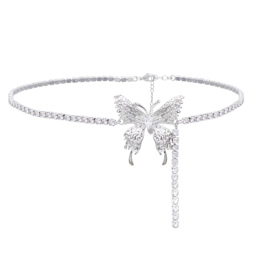 Damen Eleganter Choker mit kunstvollem Schmetterlingsdesign und funkelnden Kristallen Shop Nory