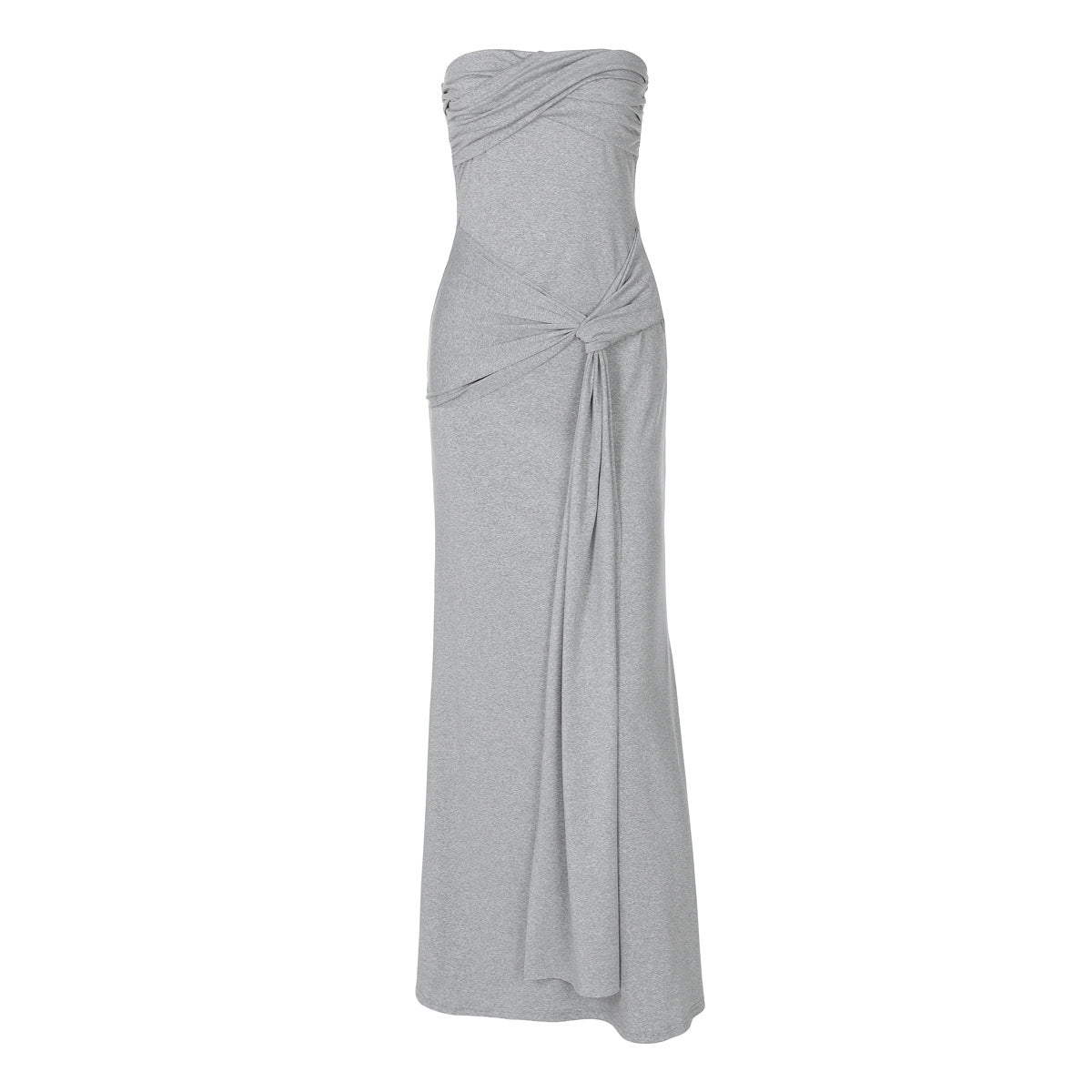 Damen Strapless Maxikleid mit raffiniertem Wickeldesign