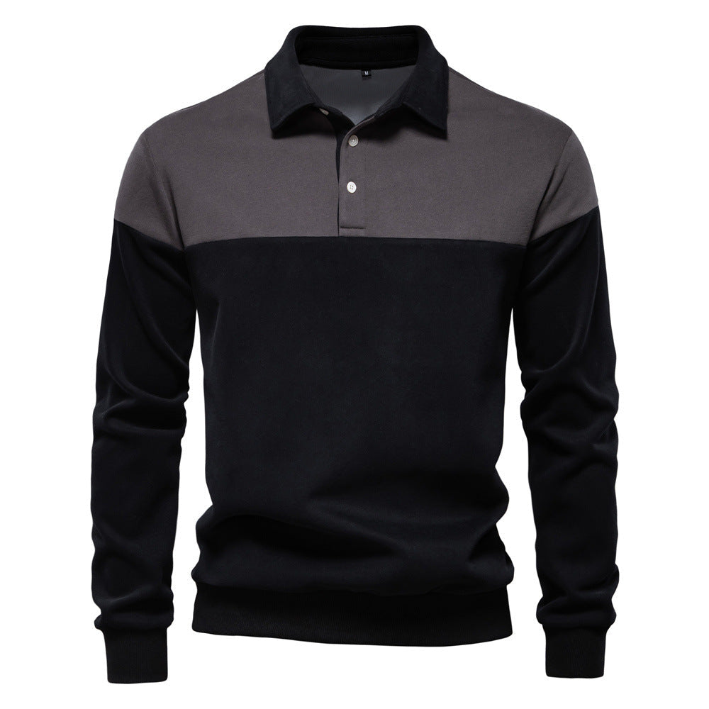 Herren Langarm Poloshirt mit modernen Farbapplikationen und hochwertigem Stoff
