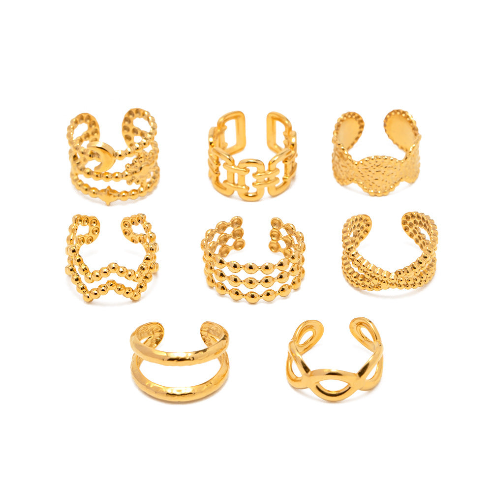 Damen Offener Ring im eleganten Wellen-Design aus hochwertigem Edelstahl Shop Nory