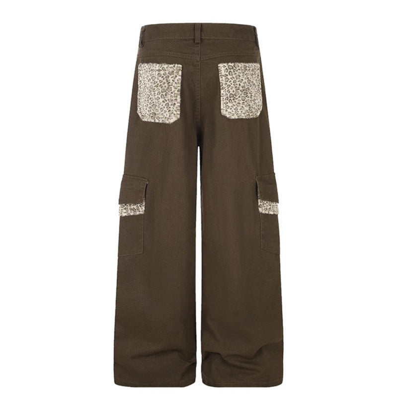 Damen Weite Cargo-Hose mit hoher Taille, großen Klappentaschen und Fellbesatz Shop Nory