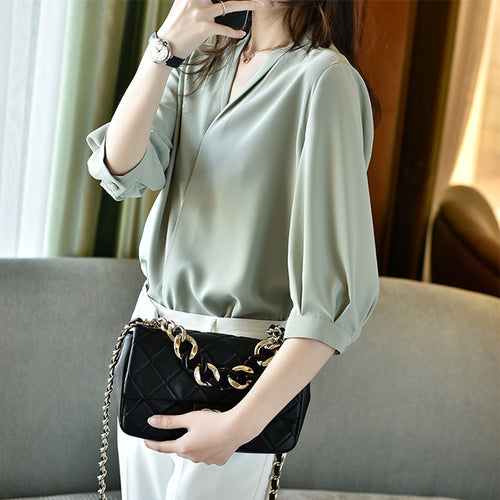 Damen Elegante Bluse mit Ballonärmeln Shop Nory