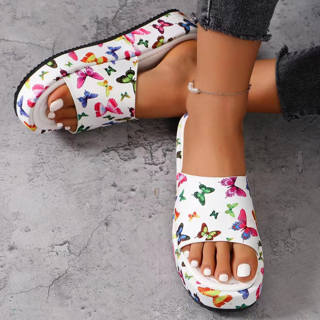 Damen Komfortable Zehentrenner-Sandalen mit modischem Schmetterlingsdesign