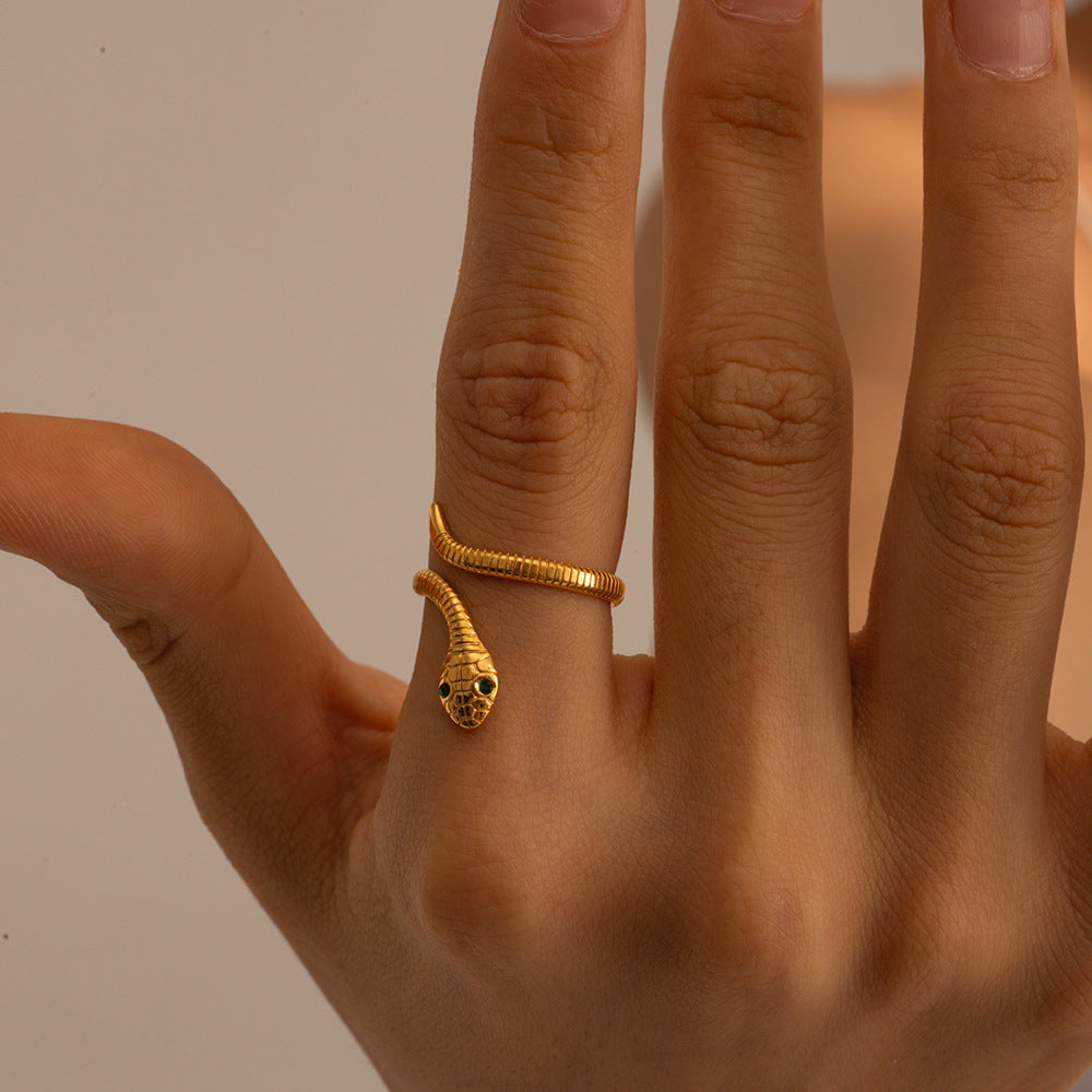 Damen Offener Ring mit stilvollem Schlangenmotiv Shop Nory