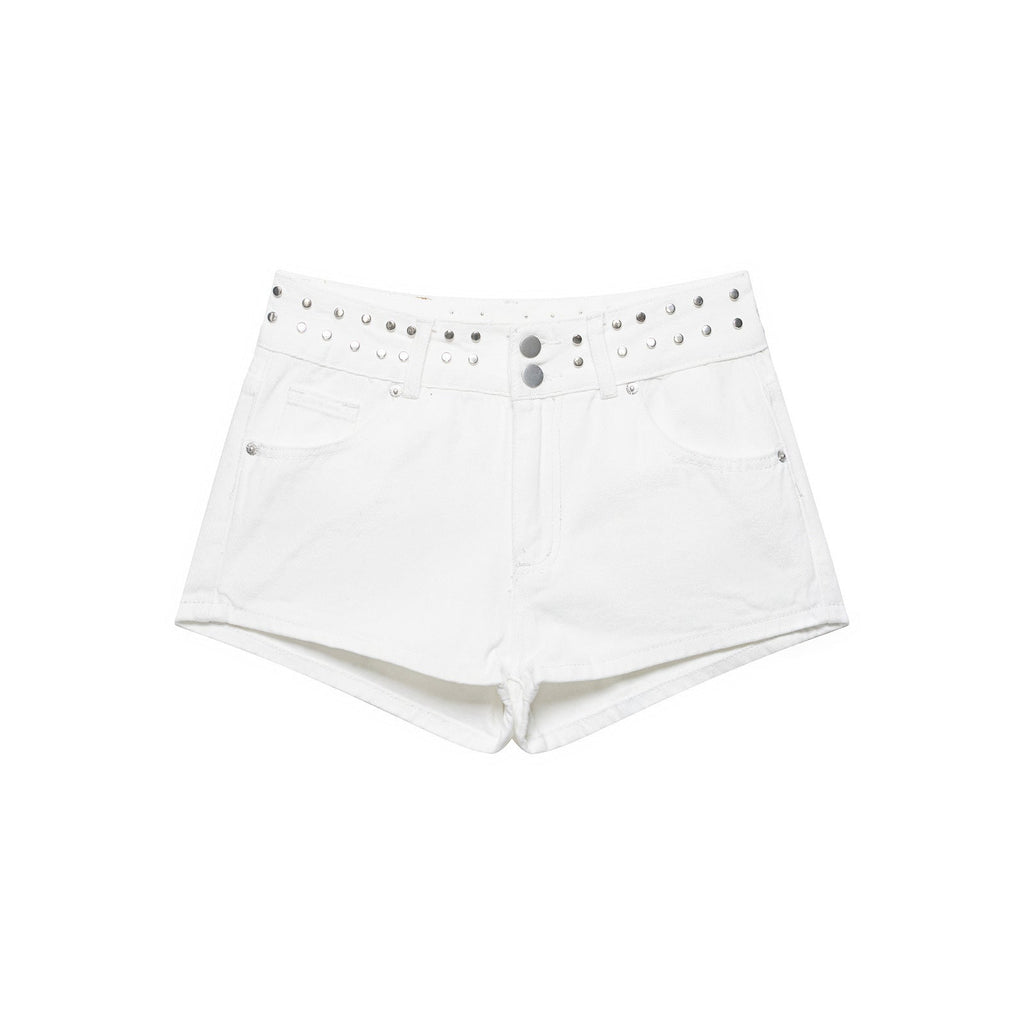 Damen stilvolle Shorts mit metallischen Details und hohem Bund Shopnory