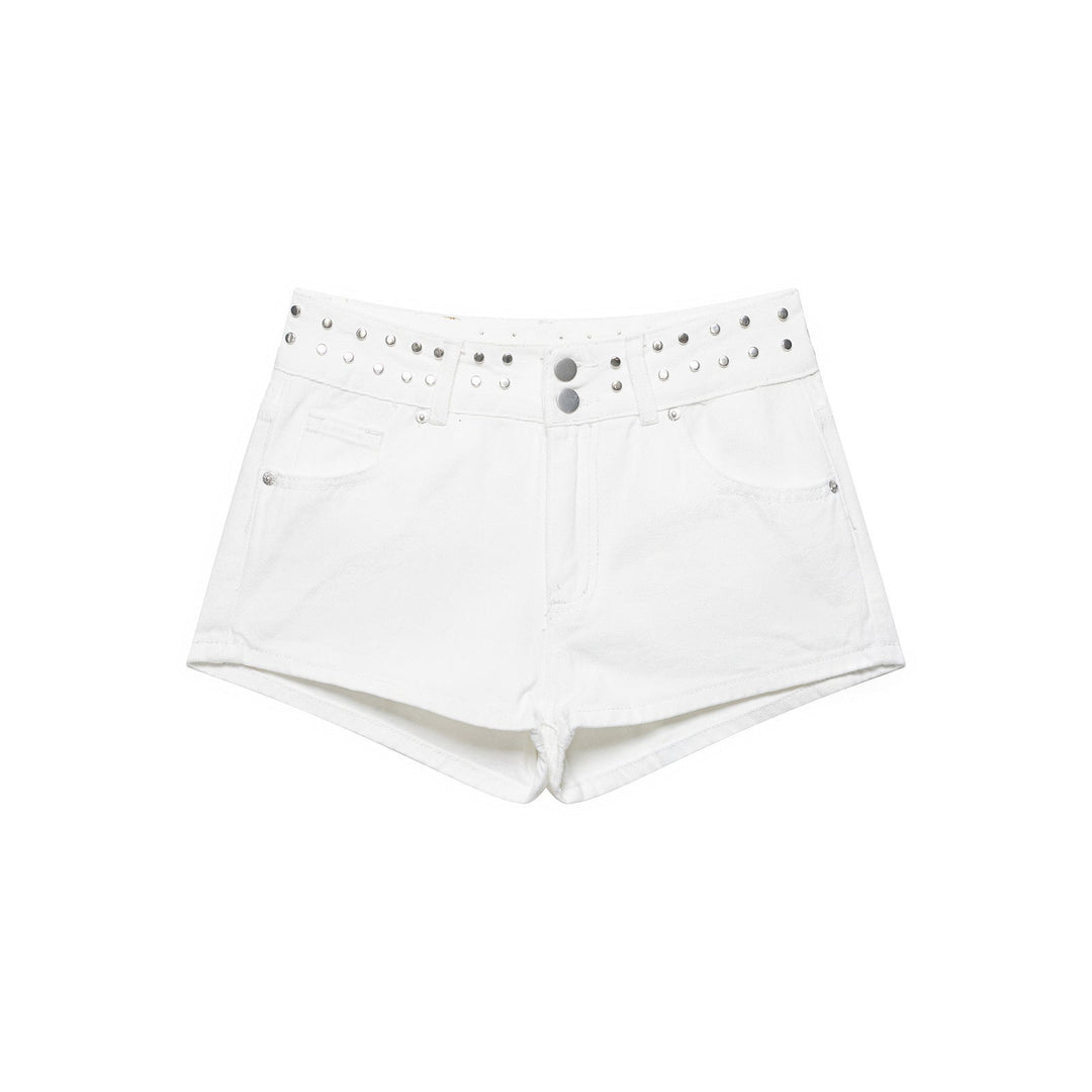 Damen stilvolle Shorts mit metallischen Details und hohem Bund Shopnory