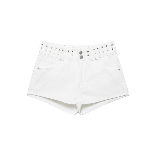Damen stilvolle Shorts mit metallischen Details und hohem Bund Shopnory