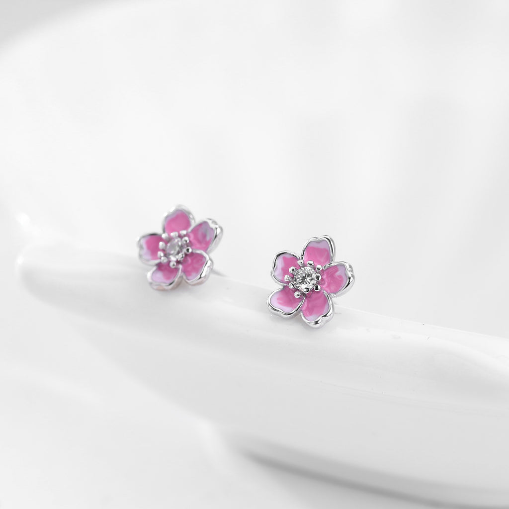 Damen Blumen Ohrstecker aus 925 Sterling Silber mit Zirkonia Shop Nory