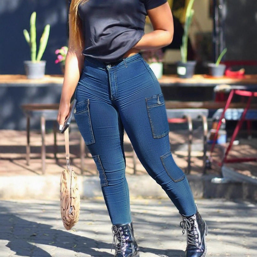 Damen Hochtaillierte Sculpting-Skinny-Jeans mit flachen Cargo-Taschen und formendem Bund Shop Nory