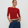 Damen figurbetontes Cropped Oberteil aus hochwertigem Rippmaterial