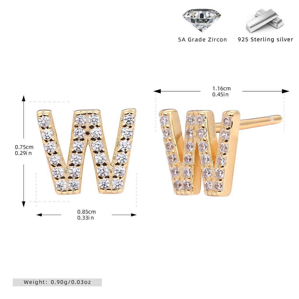 Damen Ohrstecker aus 925 Sterling Silber mit luxuriösem Zirkonbuchstaben R Shop Nory