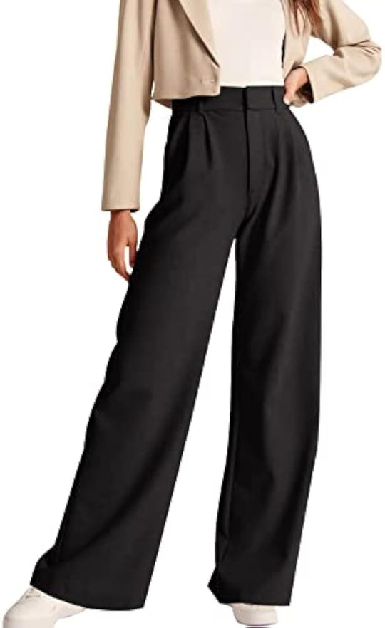 Damen Hochtaillierte Bundfalten-Hose im Palazzo-Stil mit weitem Bein Shop Nory