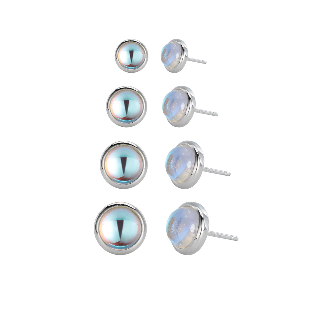 Damen Ohrstecker mit schimmerndem Opal-Effekt und hochwertiger 925 Sterling Silberfassung Shop Nory