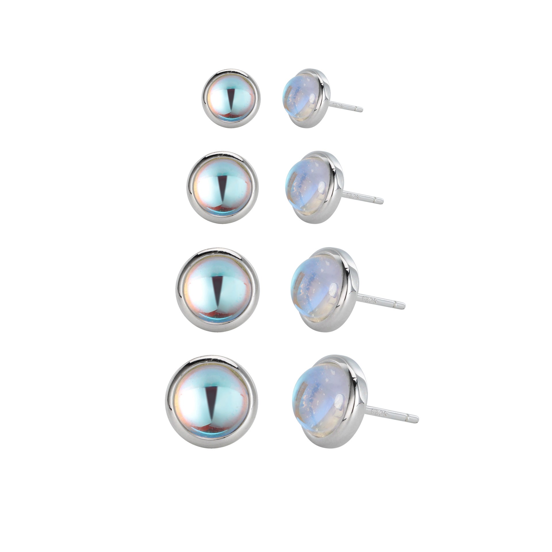 Damen Ohrstecker mit schimmerndem Opal-Effekt und hochwertiger 925 Sterling Silberfassung Shop Nory