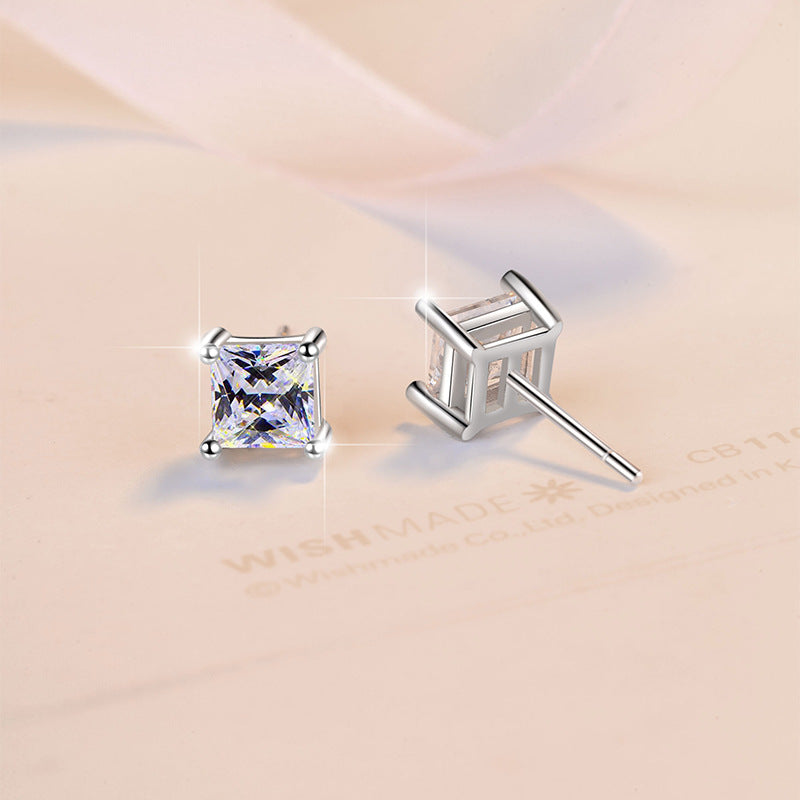 Damen Ohrstecker mit quadratischem Kristall und elegantem Goldrahmen Shop Nory