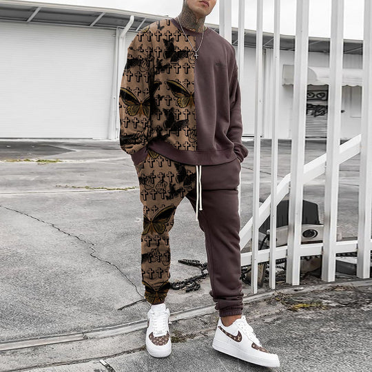 Herren Weit geschnittenes Freizeit-Set aus Baumwollfleece mit grafischem Frontprint und Kordel-Jogger Shop Nory