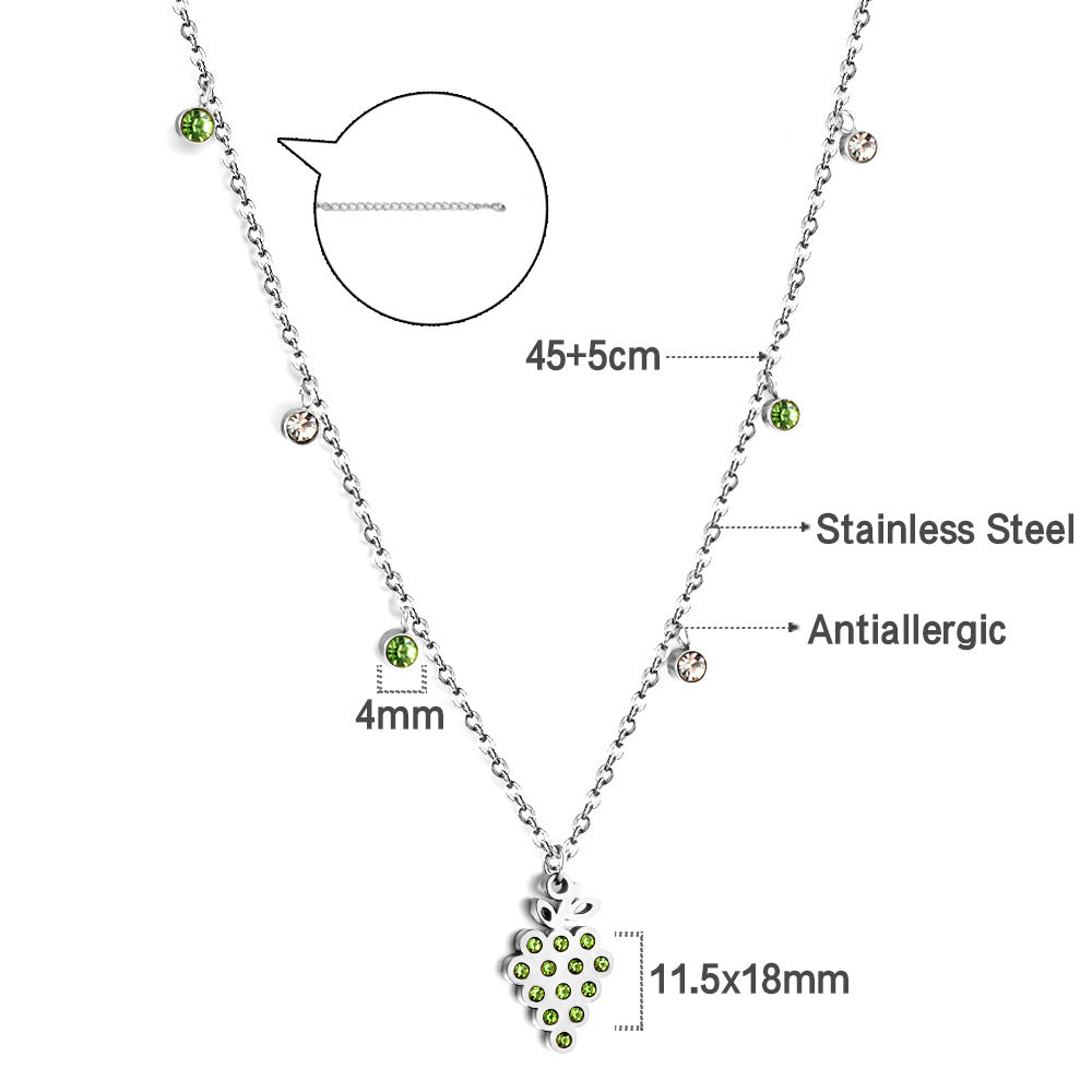 Damen Edelstahl Halskette mit funkelndem Kirsch-Anhänger Shop Nory