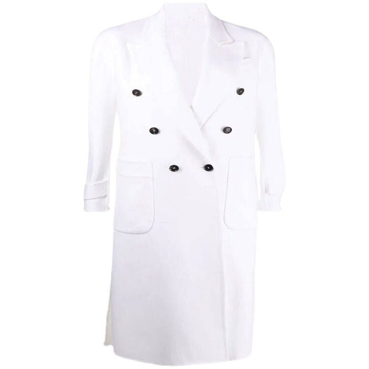 Damen Zweireihiger Midimantel im modernen Tailoring mit verlängertem Revers und aufgesetzten Taschen Shop Nory