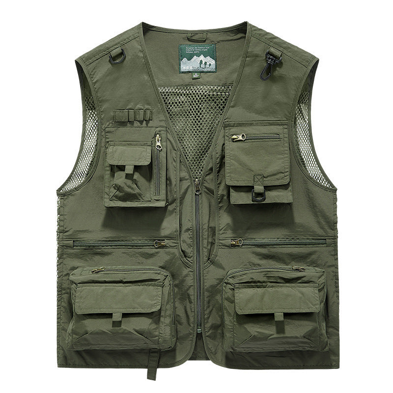 Herren multitaschige Angler-Utility‑Weste mit Netzrücken und Reißverschluss Shop Nory